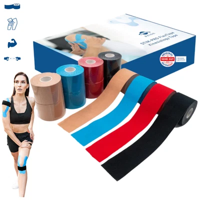 12 Nastri Kinesiologici Kinesio-Tape Autoadesivi -Impermeabili Sporttape -4 Colori - Immagine 1 di 4