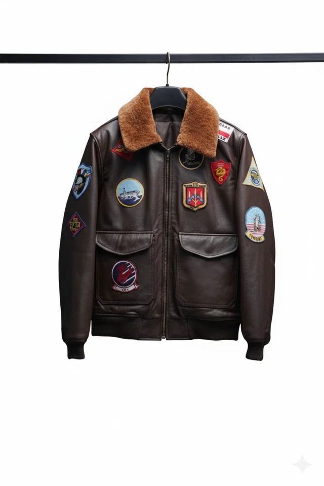 Chaqueta de bombardero de vuelo Top Gun G-1 para hombre Abrigo de parche azul marino XL Foto 1 de 4