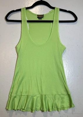 Y2K Vintage Ralph Lauren Rugby Ribbed Tank Top Size S Green Racerback Peplum - Image 1 of 4