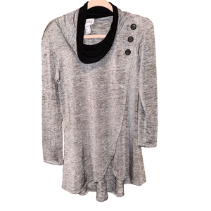 Joseph Ribkoff women size 8 Grey Cowl Neck Tulip Hem Knit Top pullover comfort - Picture 1 of 5