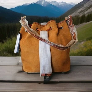 Dooney & Bourke Tasha Drawstring Suede Bag Honey Leather NWT - Imagen 1 de 12
