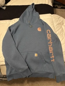 Carhartt Hoodie Youth M Relaxed Fit Sweatshirt Pullover Sleeve Logo - Picture 1 of 5