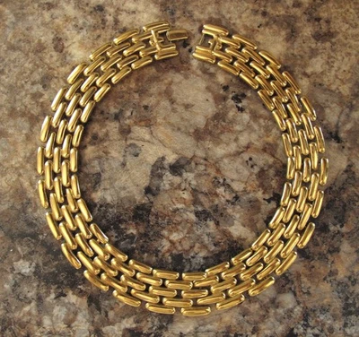Collar Gargantilla Vintage Givenchy Grueso Tono Dorado Pasarela Renacimiento Egipcio Regalo Foto 1 de 4