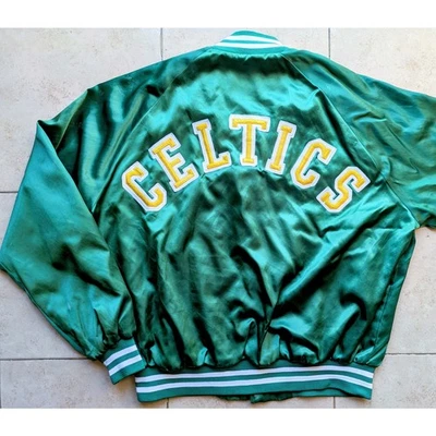 Boston Celtics Años 80 CHALK LINE Chaqueta Bomber Satinada XL Verde NBA De Colección St Pats Foto 1 de 4