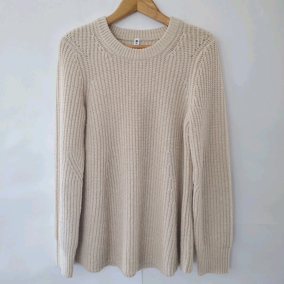 Suéter para mujer Athleta mezcla de lana talla M largo crema de gran tamaño grueso abuelo  Foto 1 de 4