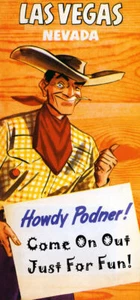 LAS VEGAS NEVADA COME ON OUT JUST FOR FUN USA COWBOY TRAVEL VINTAGE POSTER REPRO - Picture 1 of 3