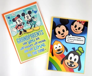 2 Happy Grandparents Day Disney Cards Mickey Minnie Shimmer 5.5x8 1 Pop Up - Picture 1 of 19