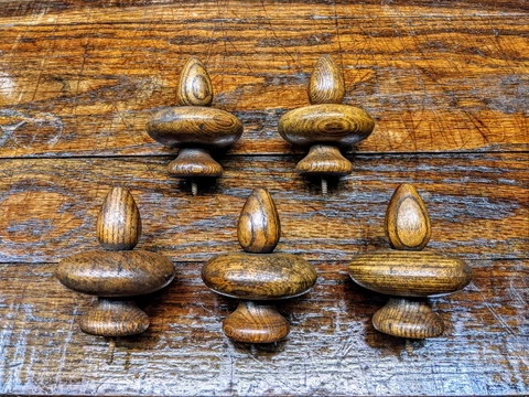 Vintage Wooden Oak Clock Finials Newel Post Furniture Salvage Lot Cover