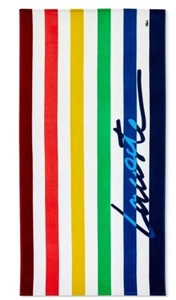 Lacoste Home Script Logo Striped Cotton Beach Towel 36” x 72” NWT - Picture 1 of 3