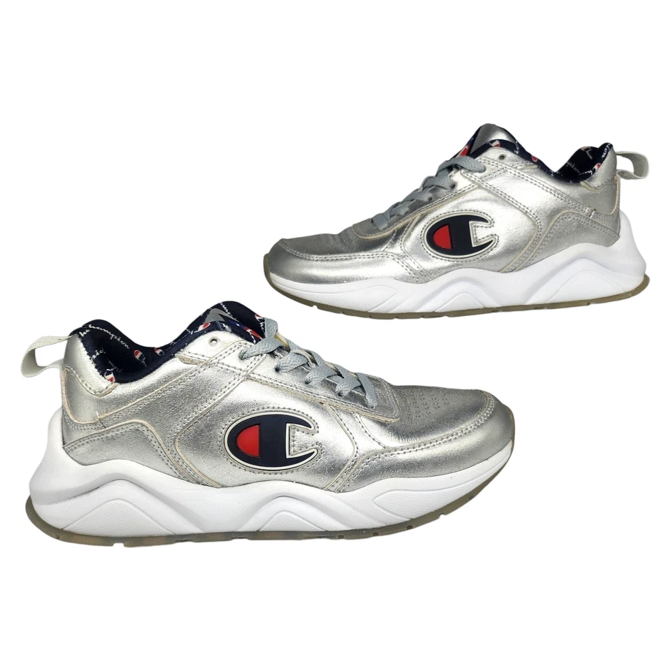 Champion Zapatos Juveniles 5 Mujer 6.5 Plateado 93 Dieciocho Metálico MCMXIX Tenis Foto 1 de 4