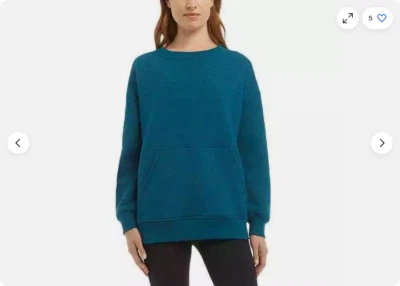 Danskin Womens Front Kangaroo Pocket Oversized Crewneck W Pocket( TEAL, XS) NWTD - Image 1 of 3