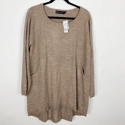 New York & Co Tan Sweater Tunic Pockets Womens Size L New - Изображение 1 из 4