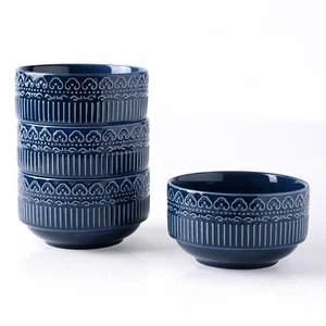Ceramic Small Bowls Set of 4 16oz Stackable for Icecream Soup Snacks - Picture 1 of 7
