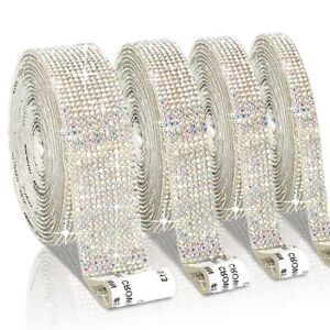 4 Rolls Shiny Crystal Rhinestone Ribbon Diamond Bling Ribbon  Arts Crafts