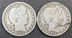 1912 und 1912 - USA 50C Barber Silber Half Dollars schöne Umlaufmünzen - Bild 1 von 2