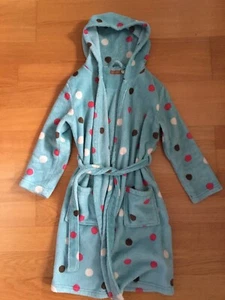 Joules Girls Aqua Spotted Dressing Gown Age 9-10 - Picture 1 of 3