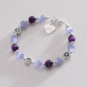 Girls Bracelet, Children's Jewellery, Choose Engraved Silver Tag, colour, Size - Picture 1 of 6
