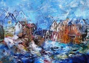 NEW ORIGINAL SERA KNIGHT S.W.A "High Waves" Stavanger Norway norwegian PAINTING - Picture 1 of 1