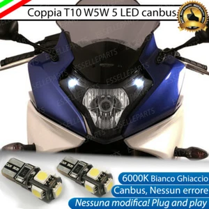 COPPIA LUCI POSIZIONE 5 LED PER HONDA CBR 600 F 2011-2013 T10 W5W CANBUS 6000K - Foto 1 di 2