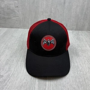 Vintage Bacardi Hat Cap Snapback Trucker Alcohol Drinking Red Black Bat Logo - Picture 1 of 5