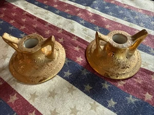 Vintage Dixon Art Studio candle stick holders 22kt Gold U.S.A. - Picture 1 of 7