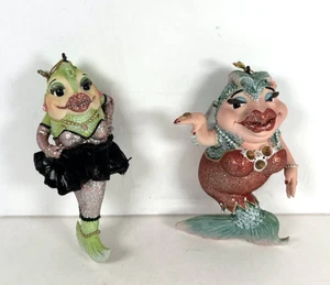 2 December Diamonds Glitter Fish Ornaments Collectible Iridescent 4 1/2" - Picture 1 of 7