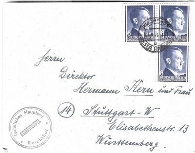WW2 WWII German Third Reich  used cover 1944 - Image 1 of 2