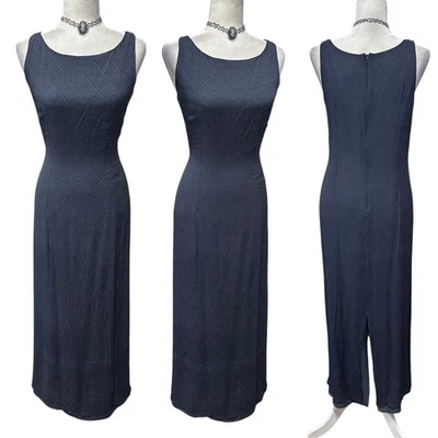 Vtg 90s Y2k 100% Silk Maxi Dress Womens Size 8 Dark Geo Forest Fairy Romantic - Image 1 of 4