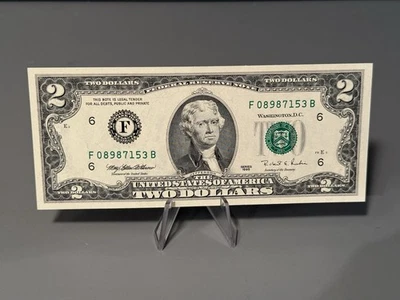 2.00 Dollar Bill Series 1995 F08987153B Uncirculated - Image 1 of 4