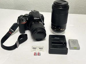 [Near Mint] Nikon D5600 DSLR Camera Body w/AF-P 18-55mm /70-300mm VR Lens - Picture 1 of 20