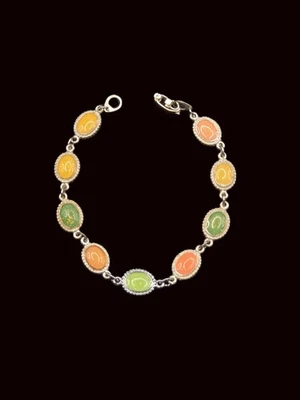 Pulsera Glo in the Dark Eslabones Ovalados Brillantes en Tono Plata, Hecha a Mano Foto 1 de 3