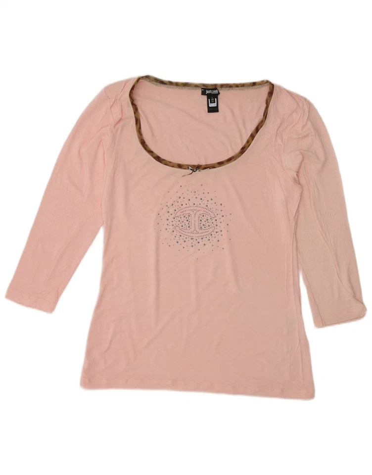 JUST CAVALLI Mujer Gráfico Top Manga 3/4 IT 46 Grande Rosa Viscosa CM16 Foto 1 de 3