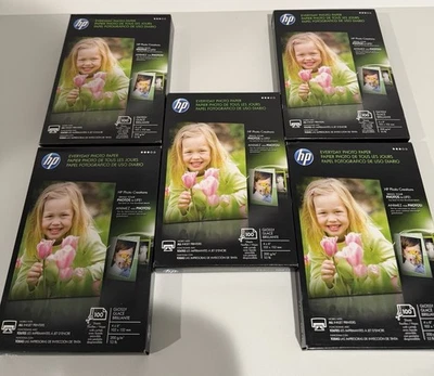 New HP Everyday Photo Paper 100 sheet Glossy 4x6 New Sealed. See Pics Lot Of 5. - Image 1 of 4