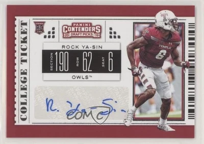 2019 Panini Contenders Draft Picks College Ticket Rock Ya-Sin Rookie Auto RC - Image 1 of 2