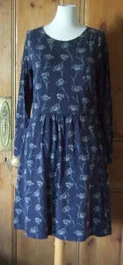 BRAKEBURN BLUE PRINT COTTON JERSEY DRESS SZ 12 - Picture 1 of 3