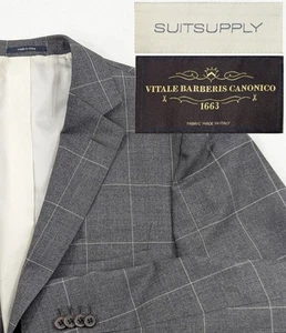Suitsupply Havana Sport Coat Blazer Suit Jacket 42R Unstructured Gray Windowpane - Picture 1 of 14