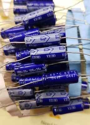 Axial nichicon 100uF/25V VX(M) Axial  'AUDIO' LOW ESR Electrolytic Capacitor NOS - image 1 of 3
