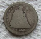 1844 O SEATED LIBERTY SILVER QUARTER  EARLY DATE NEW ORLEANS CIRCULATED COIN