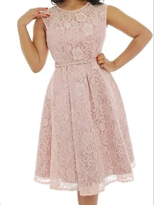 Lindy Bop Aleena Peach Lace Vintage Wedding Rockabilly Christmas Dress BNWT 14 - Picture 1 of 11
