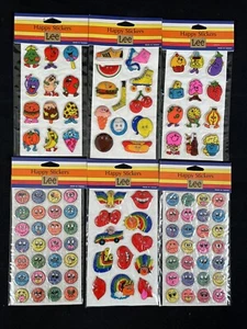 ••RARE Vintage 80's SIX SHEETS Sealed PUFFY STICKERS - LEE Jeans Promotional NOS - Picture 1 of 11