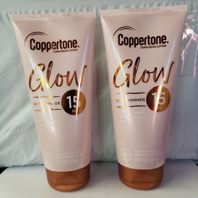 Lot of 2 Coppertone GLOW SPF 15 Sunscreen Lotion With Shimmer - 5 fl oz  - Image 1 of 4