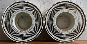 Bandeja deslizante giratoria vintage GAF/Sawyer's blanca 100 capacidad usada lote de 2 bandejas - Imagen 1 de 9