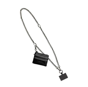NEW SAVE THE GIRLS PEWTER CHAIN POUCH CROSS BODY CLIP & GO CELL PHONE WALLET - Zdjęcie 1 z 7