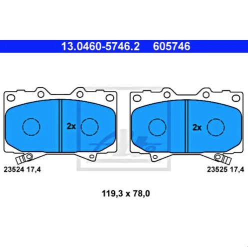 Juego de pastillas de freno de disco ATE para TOYOTA LEXUS Land Cruiser Lx 605746 #GR Foto 1 de 1
