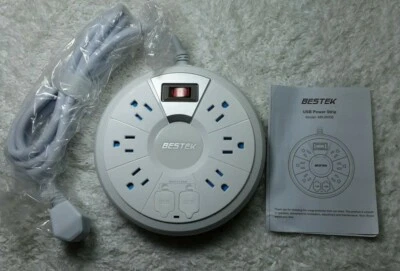 BESTEK Quick Charge 3.0 Power Strip with USB, Round AC 6-Outlet+4 USB Ports - Image 1 of 4