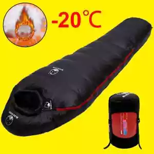 Very Warm Goose Down Filled Mummy Style Sleeping Bag Fit for Winter Thermal - Picture 1 of 37