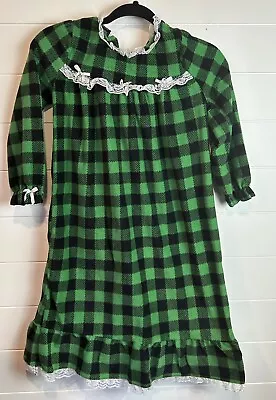 PJS & Presents Full Length Night Gown Fleece Lined Bows & Lace Girls 7/8 - Image 1 of 4