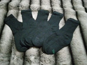 HANES BOY'S CREW SOCKS (5PAIRS) M 9-2.5 BLACK FULL CUSHION SOLE - Picture 1 of 1