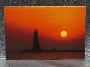 Leuchtturm Sonnenuntergang Michigan Reise Tourismus Penrod/Hiawatha topographische Postkarte - Bild 1 von 2