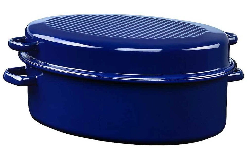 Riess Gänsebräter Oval mit Deckel Emaille Blau 38cm - Bild 1 von 1